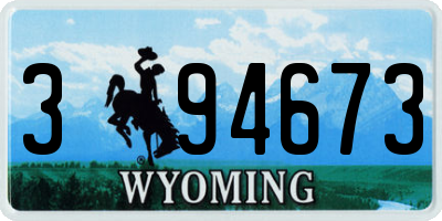 WY license plate 394673