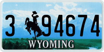 WY license plate 394674