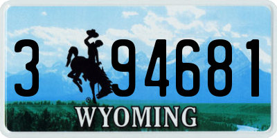 WY license plate 394681