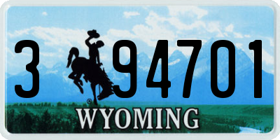 WY license plate 394701