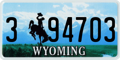 WY license plate 394703