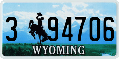 WY license plate 394706