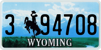WY license plate 394708