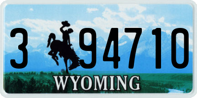 WY license plate 394710