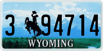 WY license plate 394714