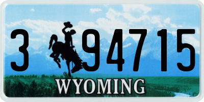 WY license plate 394715