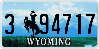 WY license plate 394717
