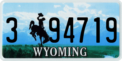 WY license plate 394719
