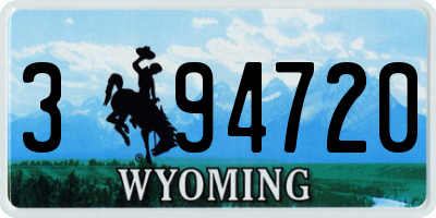 WY license plate 394720