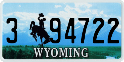 WY license plate 394722