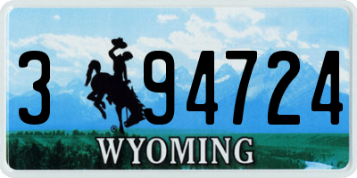 WY license plate 394724