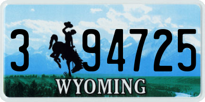 WY license plate 394725