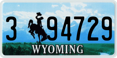 WY license plate 394729