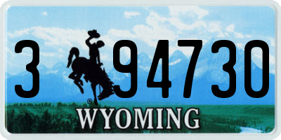 WY license plate 394730