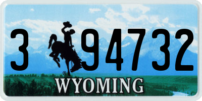 WY license plate 394732