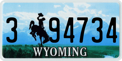 WY license plate 394734