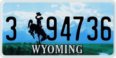 WY license plate 394736