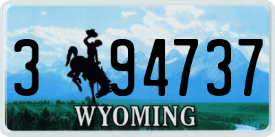 WY license plate 394737