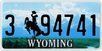 WY license plate 394741