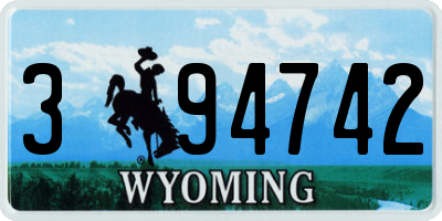 WY license plate 394742