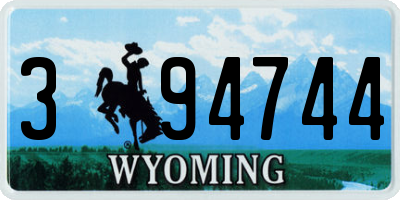 WY license plate 394744