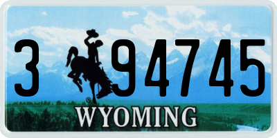 WY license plate 394745