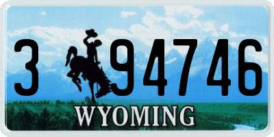 WY license plate 394746