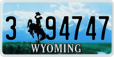 WY license plate 394747