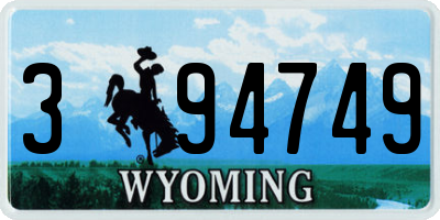 WY license plate 394749