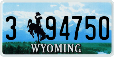 WY license plate 394750