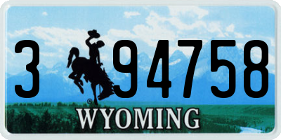 WY license plate 394758