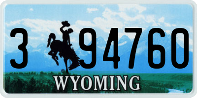 WY license plate 394760