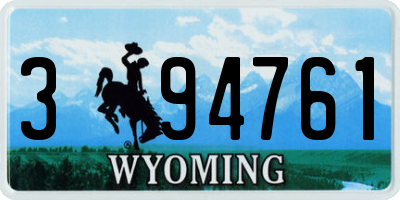 WY license plate 394761