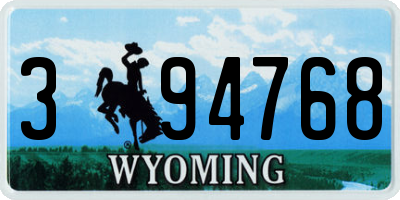WY license plate 394768