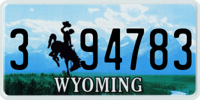 WY license plate 394783
