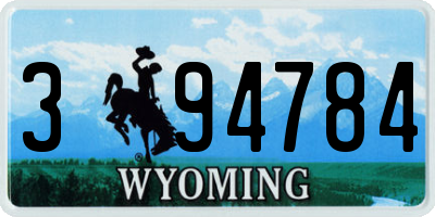 WY license plate 394784