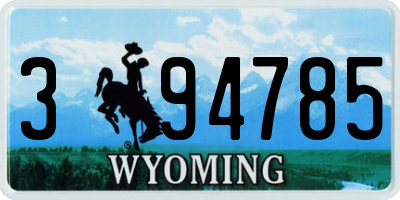WY license plate 394785