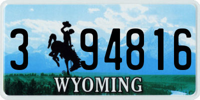 WY license plate 394816