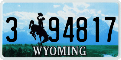 WY license plate 394817