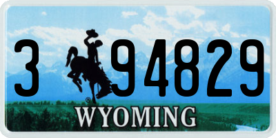 WY license plate 394829