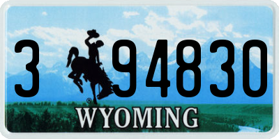 WY license plate 394830