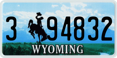 WY license plate 394832