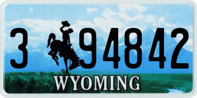 WY license plate 394842