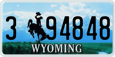 WY license plate 394848