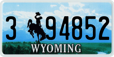 WY license plate 394852