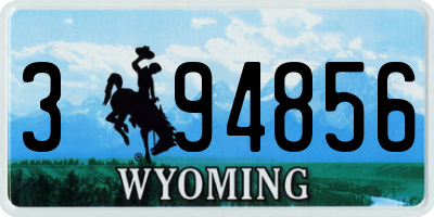WY license plate 394856