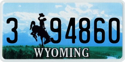 WY license plate 394860