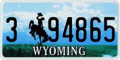 WY license plate 394865