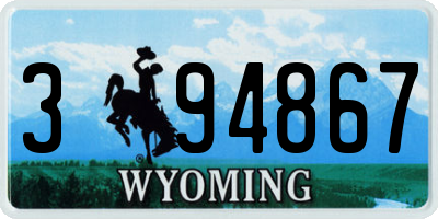 WY license plate 394867