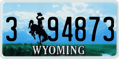 WY license plate 394873